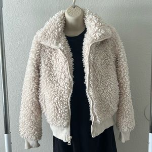 CYN & LUCA  off white faux fur Sherpa bomber jacket